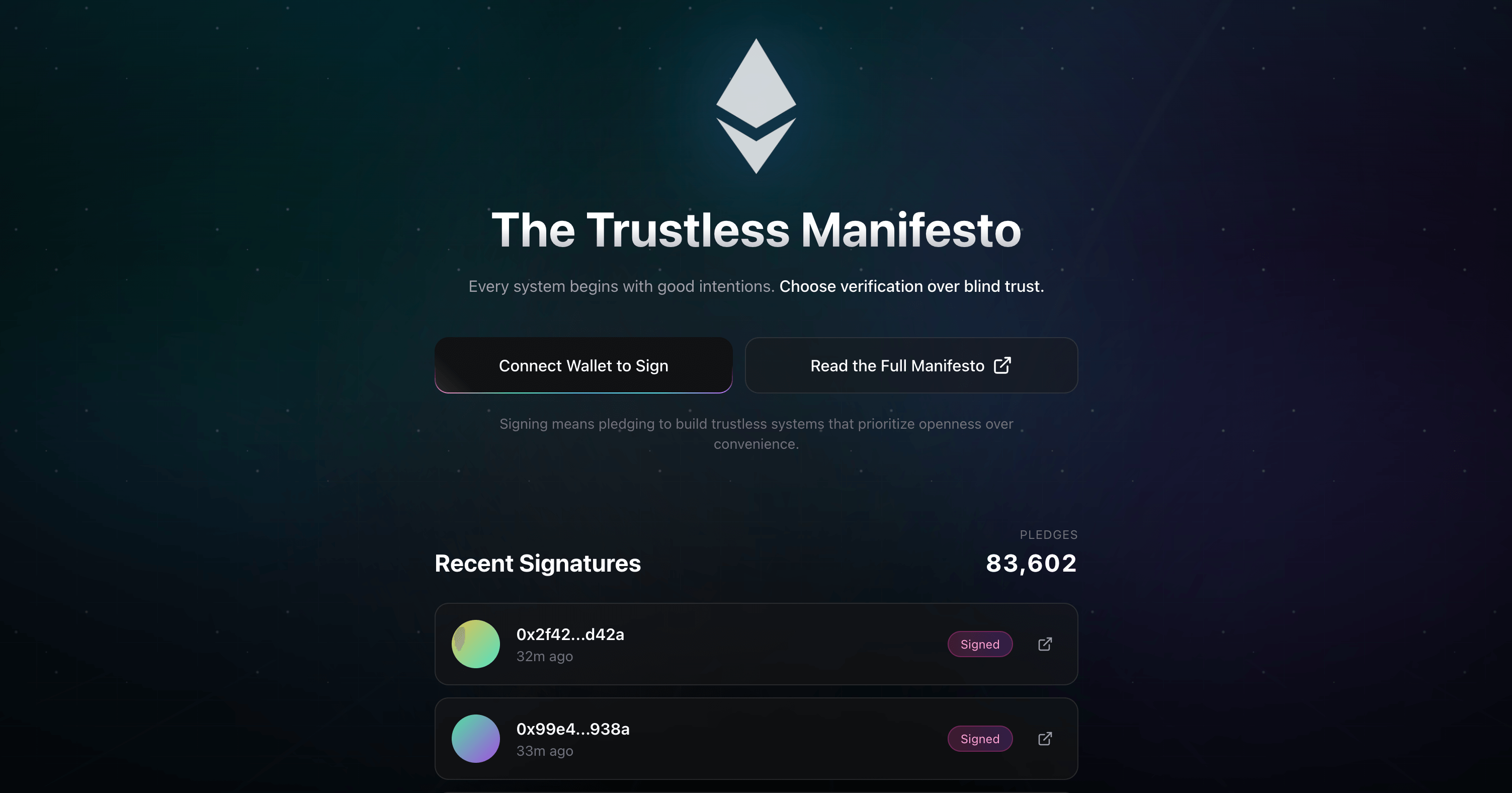 Trustless Manifesto Feed